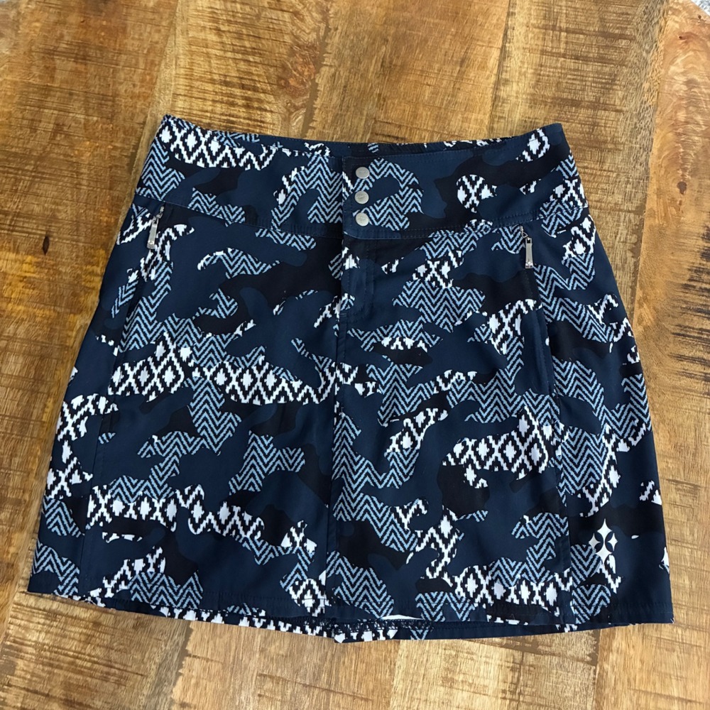 Jofit Golf Skort Womens‎ 00 Navy Blue Geometric Camo Performance Tennis Skirt